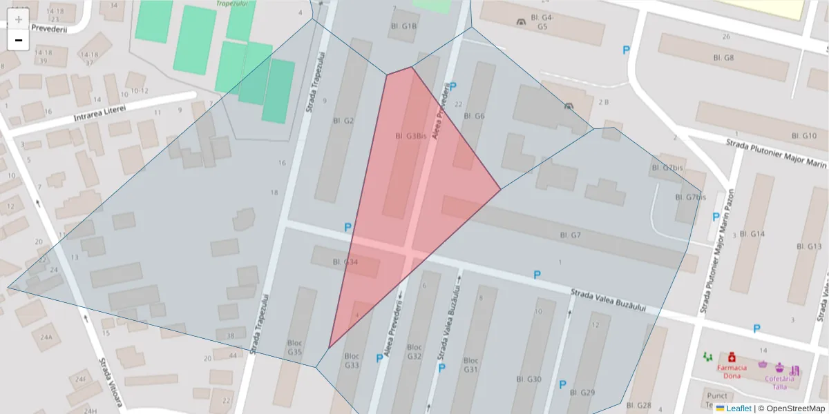 Hartă a codului poștal  și a codurilor poștale învecinate