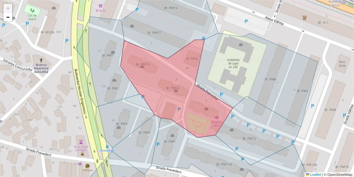 Hartă a codului poștal  și a codurilor poștale învecinate