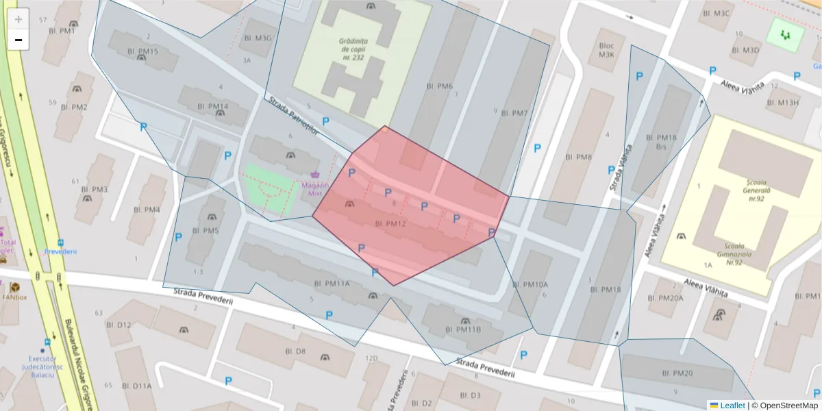 Hartă a codului poștal  și a codurilor poștale învecinate