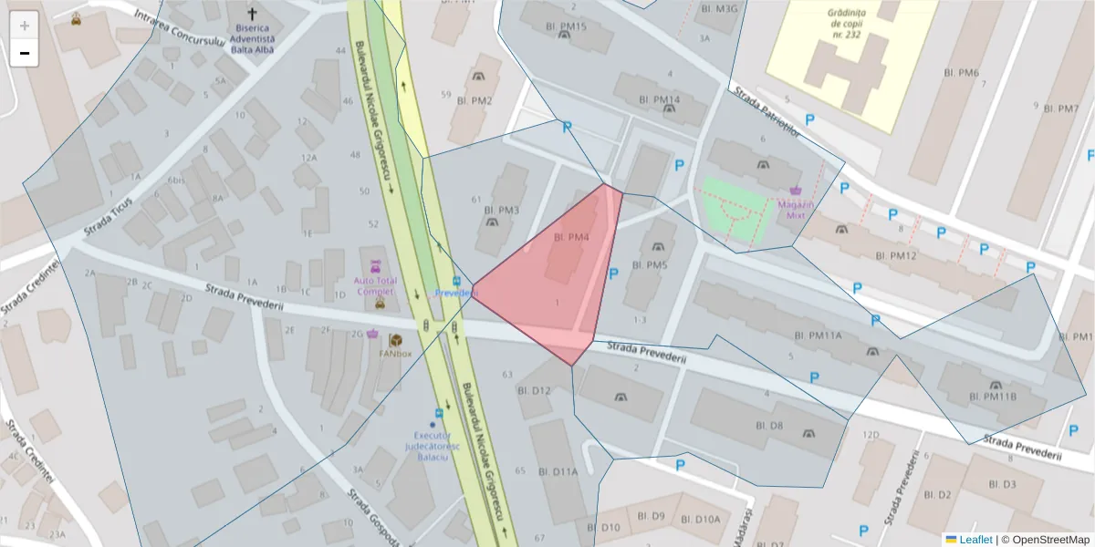 Hartă a codului poștal  și a codurilor poștale învecinate