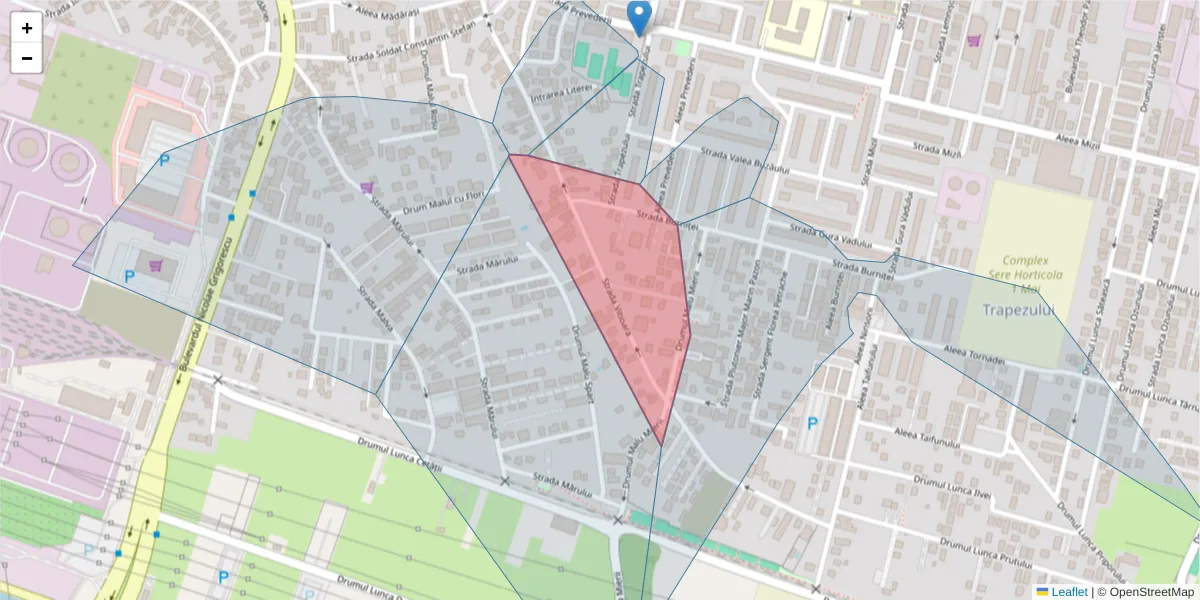 Hartă a codului poștal  și a codurilor poștale învecinate