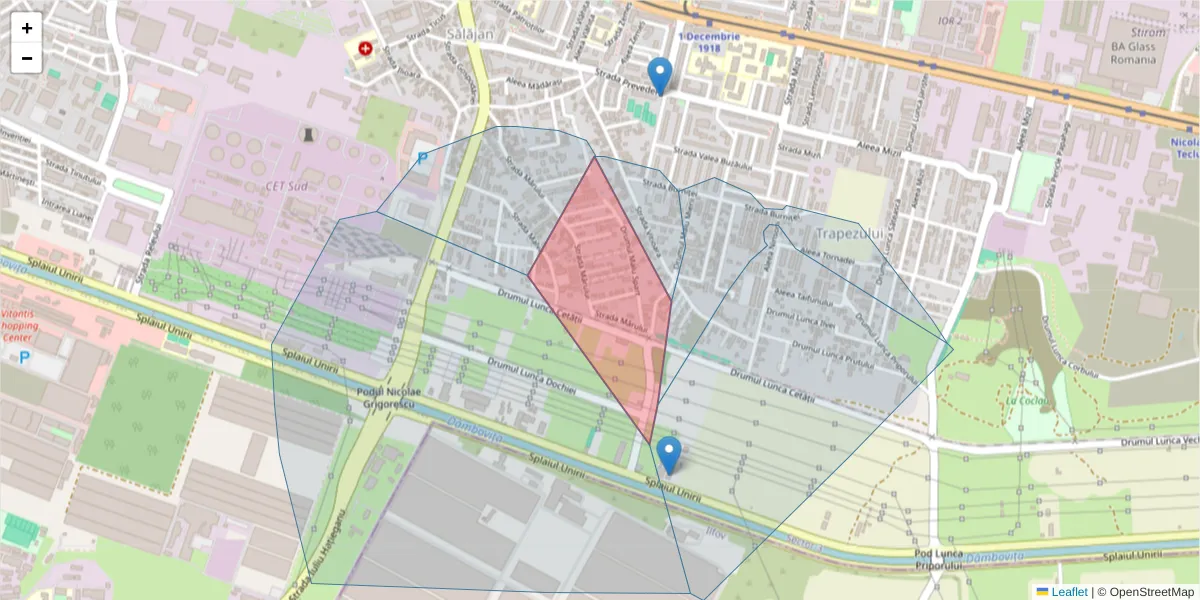 Hartă a codului poștal  și a codurilor poștale învecinate