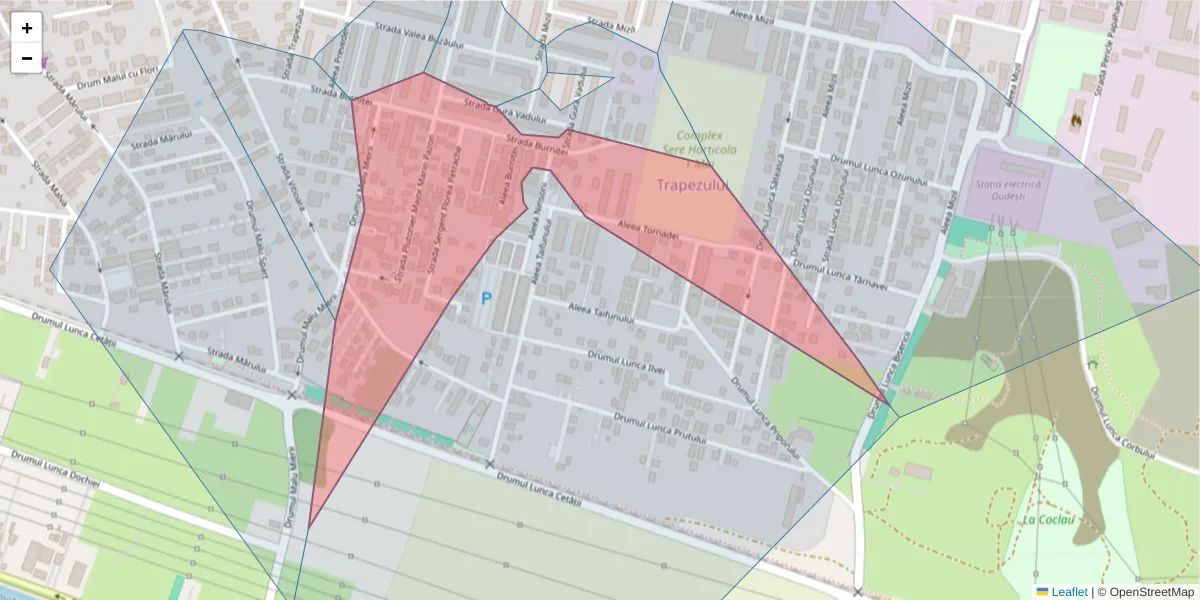 Hartă a codului poștal  și a codurilor poștale învecinate