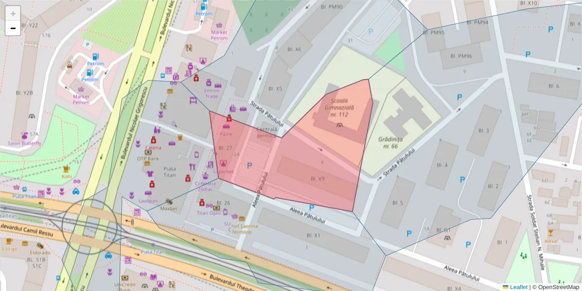 Hartă a codului poștal  și a codurilor poștale învecinate