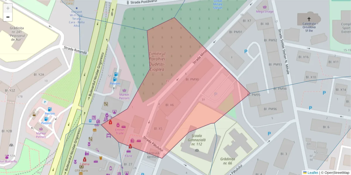 Hartă a codului poștal  și a codurilor poștale învecinate