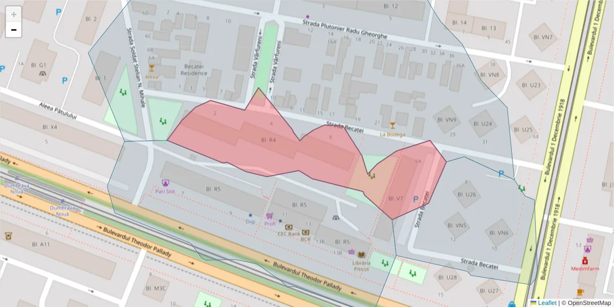 Hartă a codului poștal  și a codurilor poștale învecinate