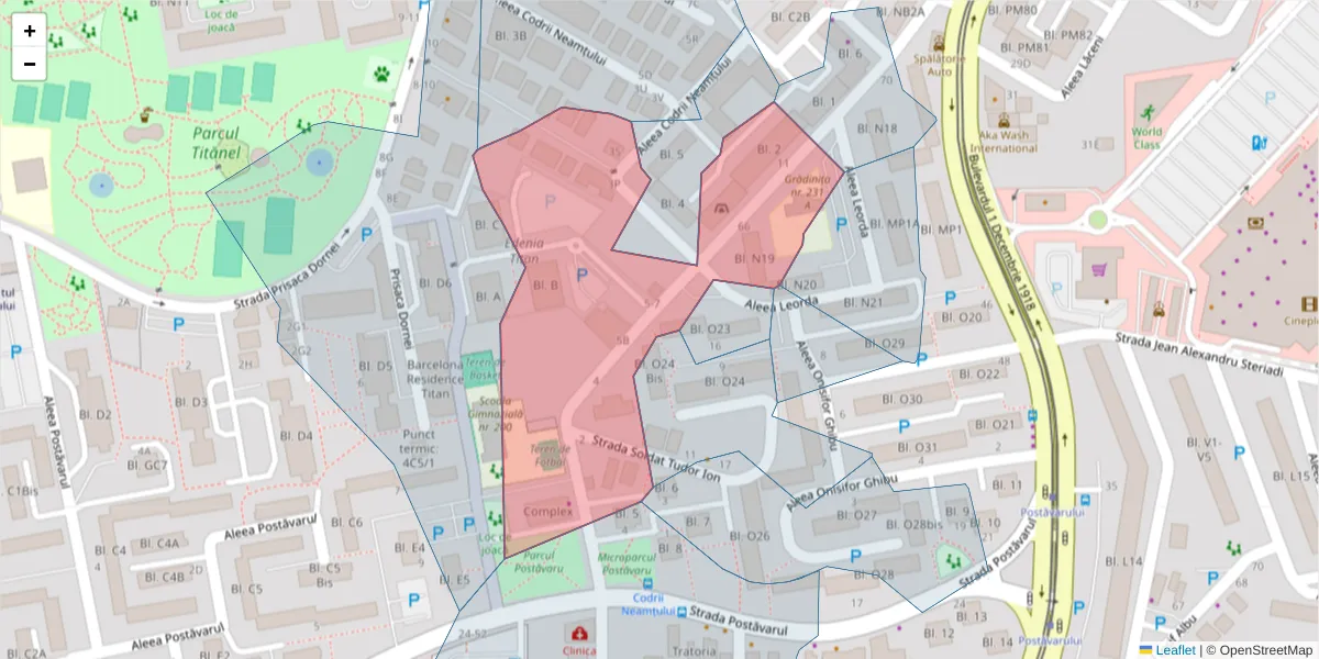 Hartă a codului poștal  și a codurilor poștale învecinate