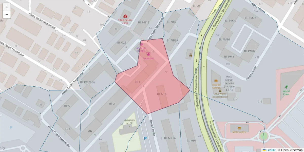 Hartă a codului poștal  și a codurilor poștale învecinate