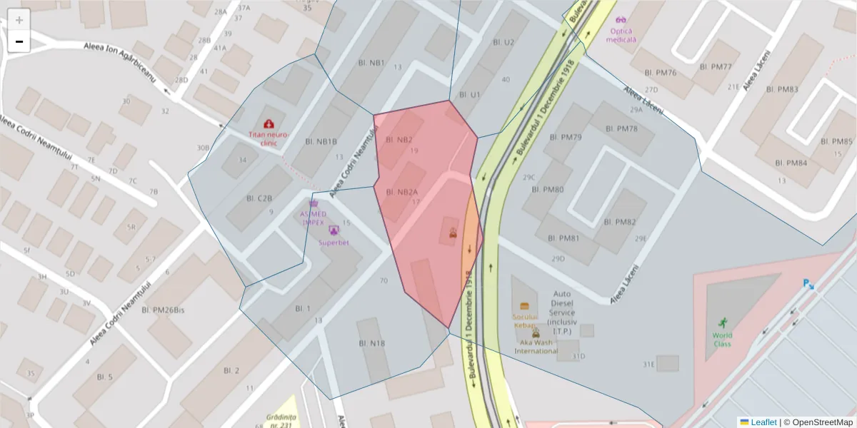 Hartă a codului poștal  și a codurilor poștale învecinate