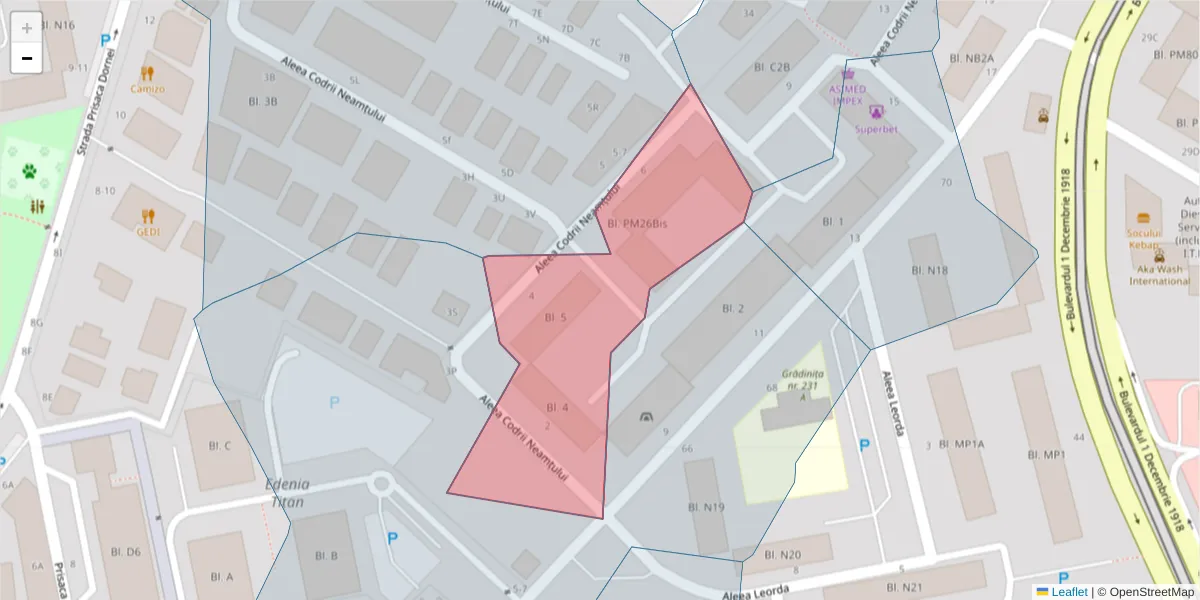 Hartă a codului poștal  și a codurilor poștale învecinate