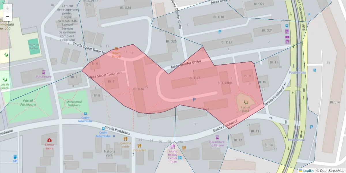 Hartă a codului poștal  și a codurilor poștale învecinate