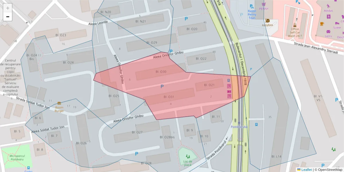 Hartă a codului poștal  și a codurilor poștale învecinate