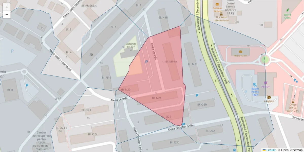 Hartă a codului poștal  și a codurilor poștale învecinate