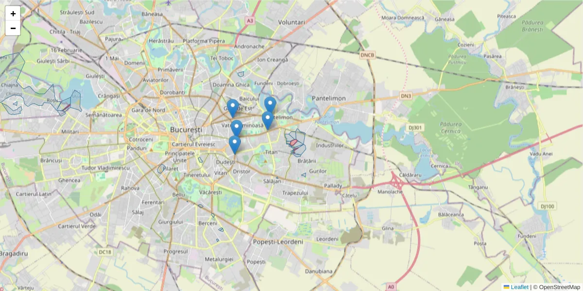 Hartă a codului poștal  și a codurilor poștale învecinate