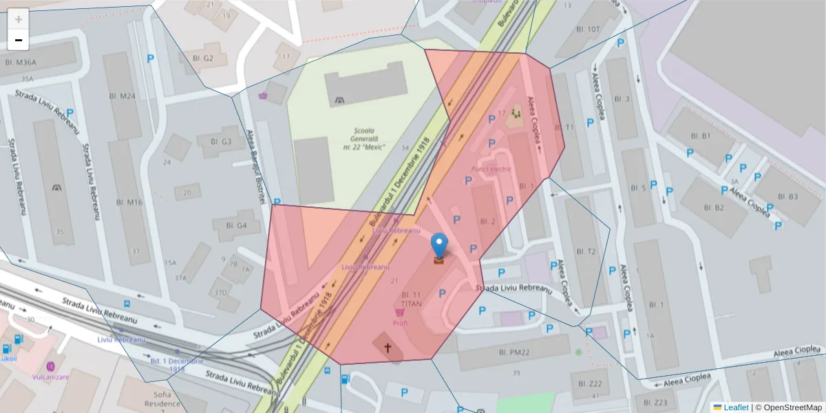 Hartă a codului poștal  și a codurilor poștale învecinate