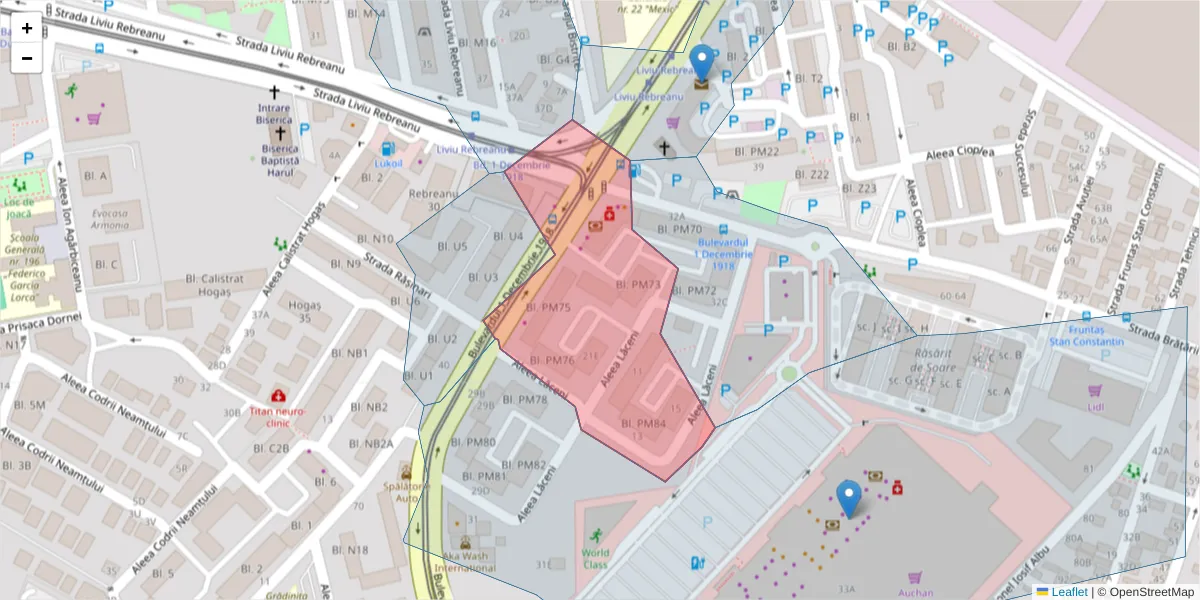Hartă a codului poștal  și a codurilor poștale învecinate