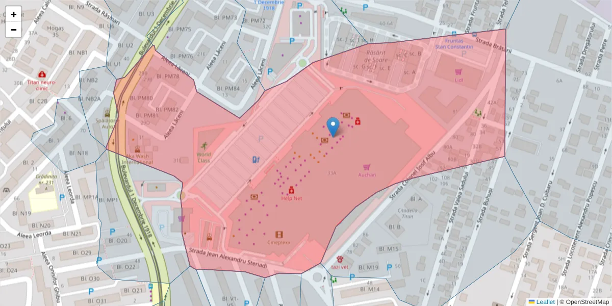 Hartă a codului poștal  și a codurilor poștale învecinate
