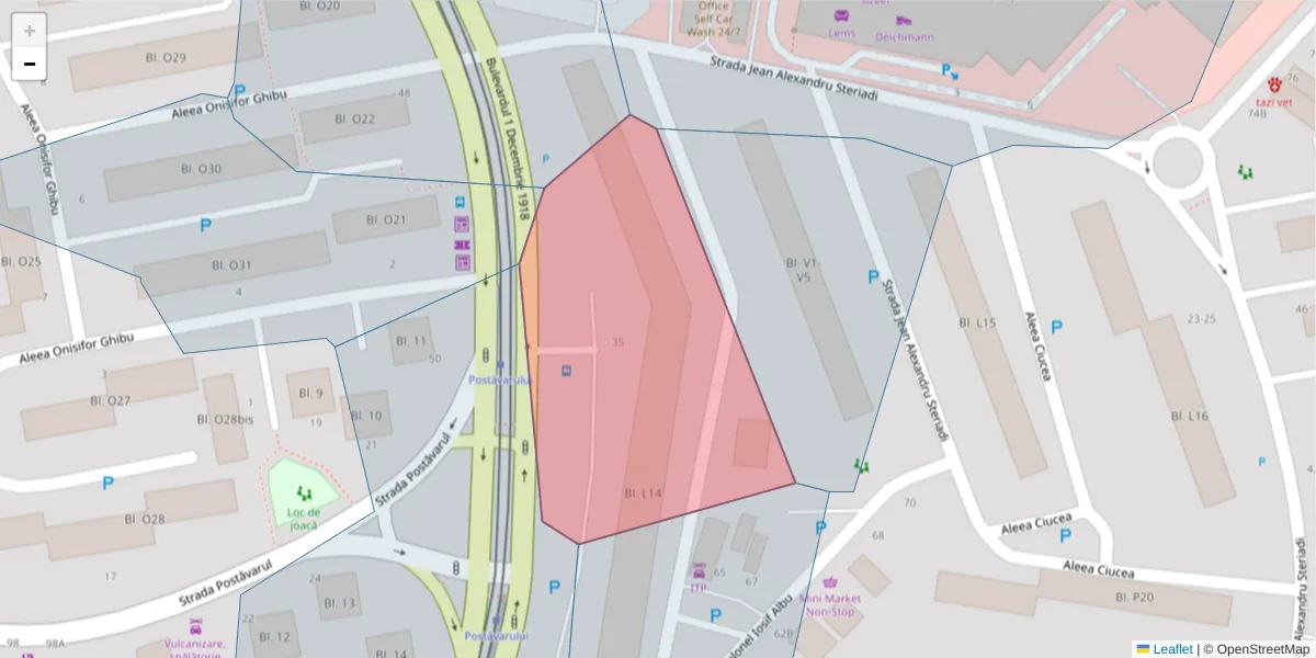 Hartă a codului poștal  și a codurilor poștale învecinate