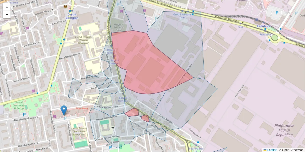 Hartă a codului poștal  și a codurilor poștale învecinate