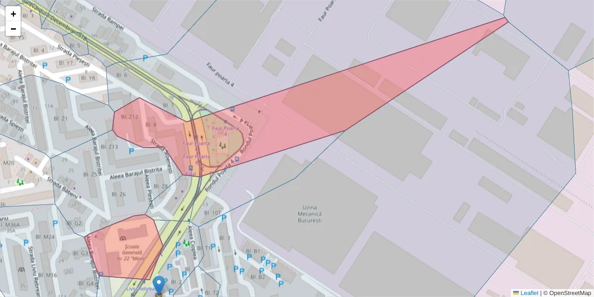 Hartă a codului poștal  și a codurilor poștale învecinate
