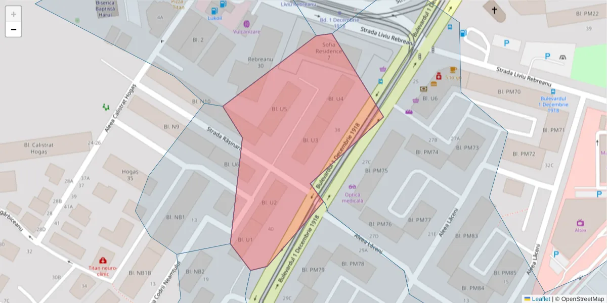 Hartă a codului poștal  și a codurilor poștale învecinate