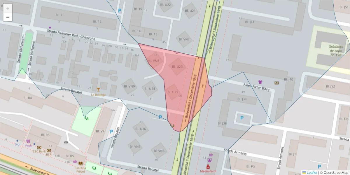 Hartă a codului poștal  și a codurilor poștale învecinate