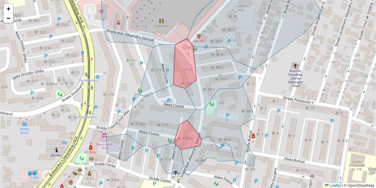 Hartă a codului poștal  și a codurilor poștale învecinate