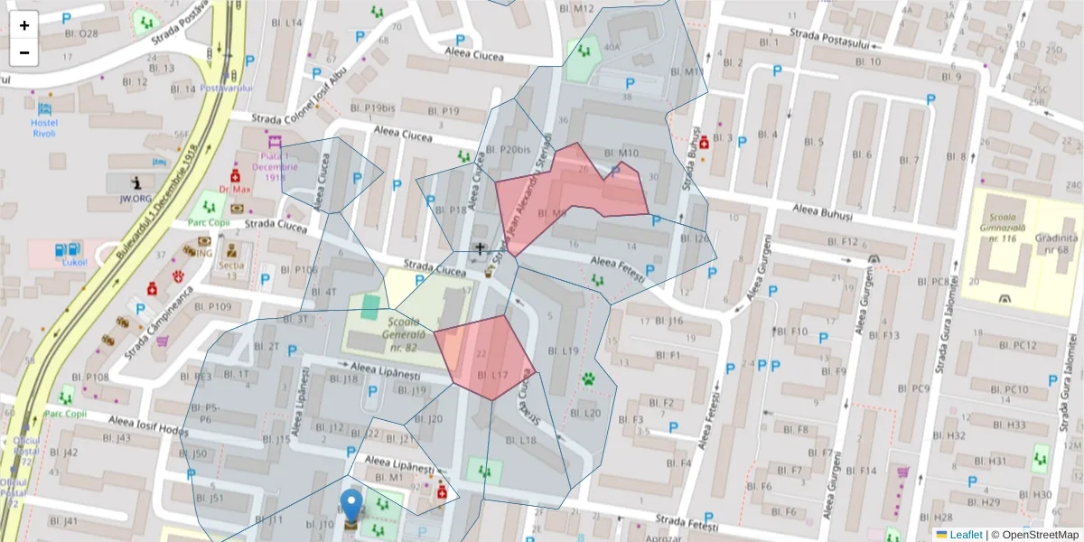 Hartă a codului poștal  și a codurilor poștale învecinate