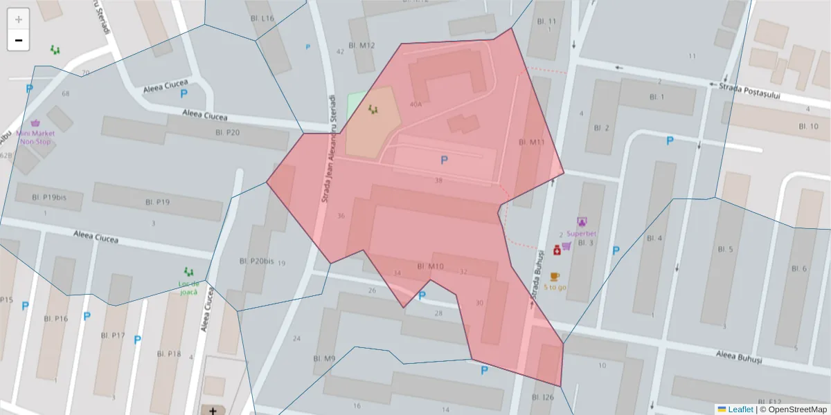 Hartă a codului poștal  și a codurilor poștale învecinate