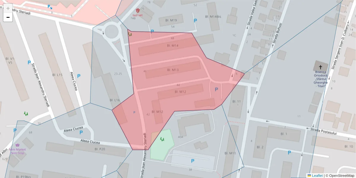 Hartă a codului poștal  și a codurilor poștale învecinate