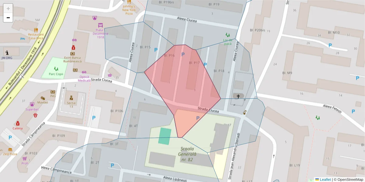 Hartă a codului poștal  și a codurilor poștale învecinate