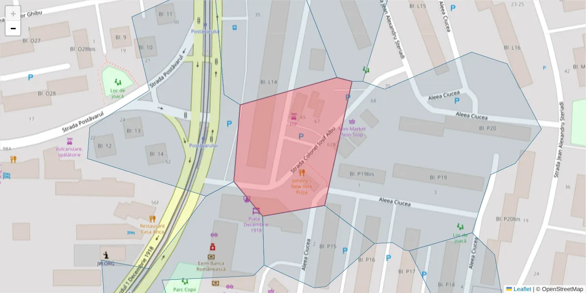 Hartă a codului poștal  și a codurilor poștale învecinate