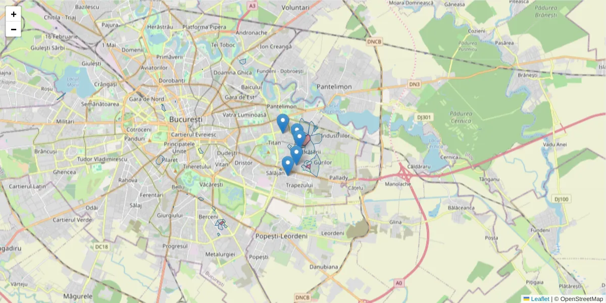 Hartă a codului poștal  și a codurilor poștale învecinate