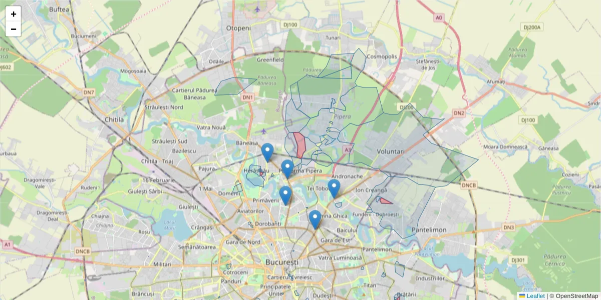 Hartă a codului poștal  și a codurilor poștale învecinate