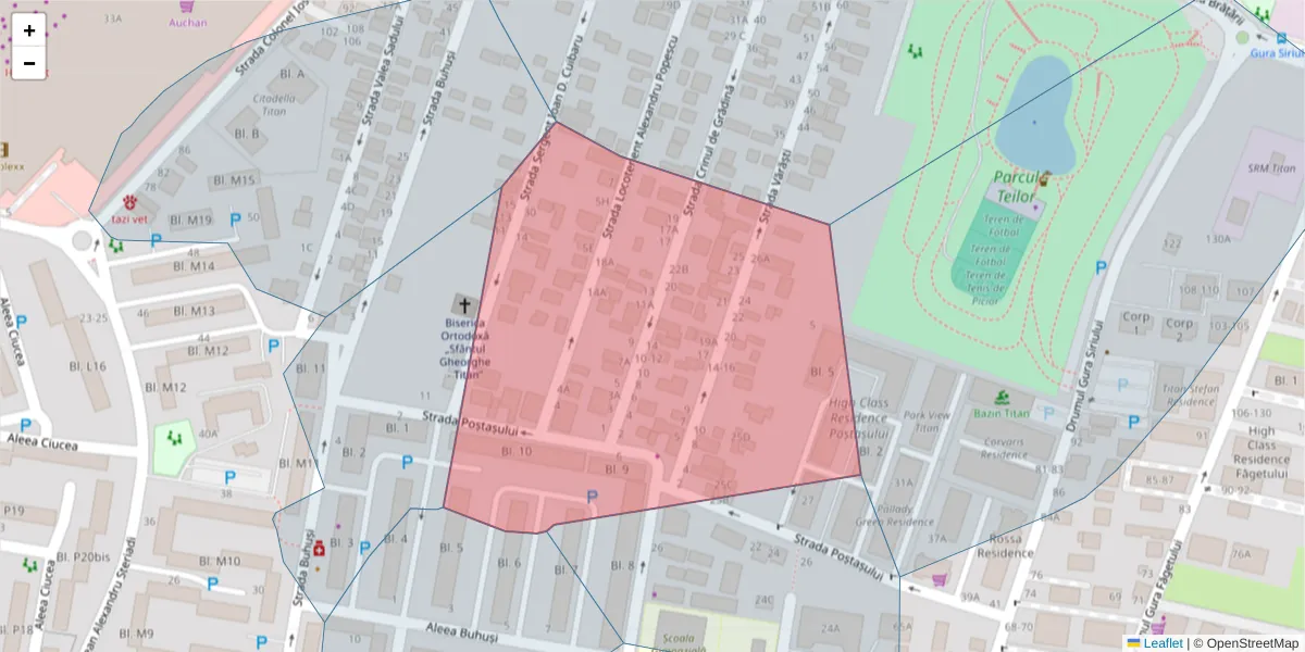 Hartă a codului poștal  și a codurilor poștale învecinate