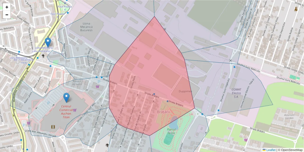 Hartă a codului poștal  și a codurilor poștale învecinate