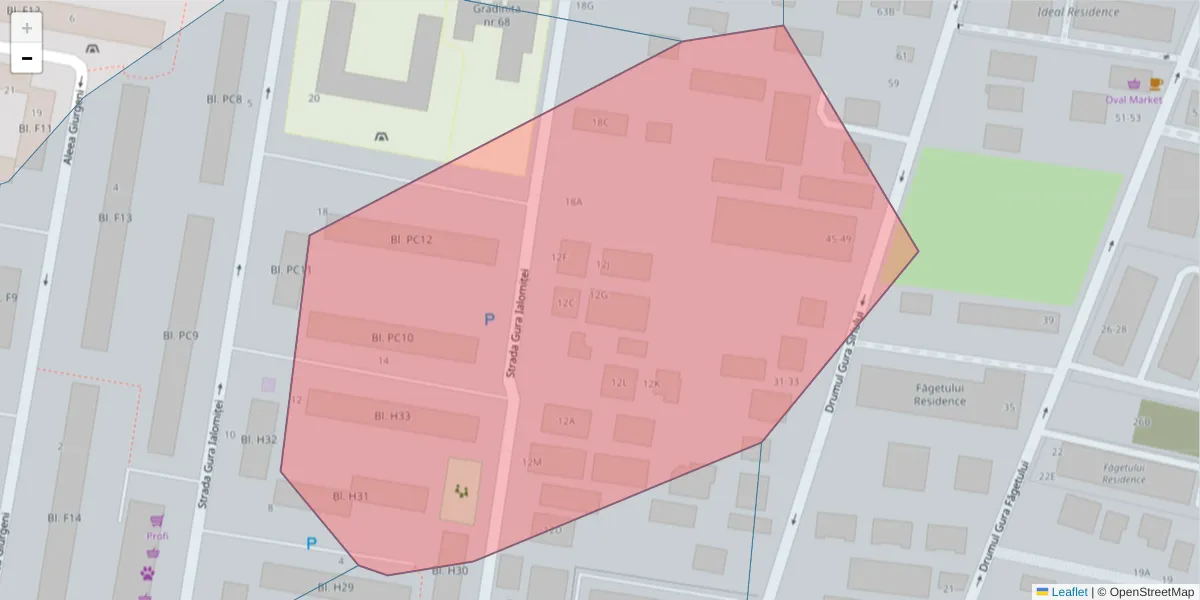 Hartă a codului poștal  și a codurilor poștale învecinate