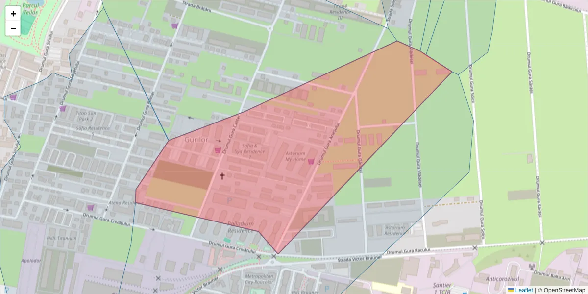 Hartă a codului poștal  și a codurilor poștale învecinate