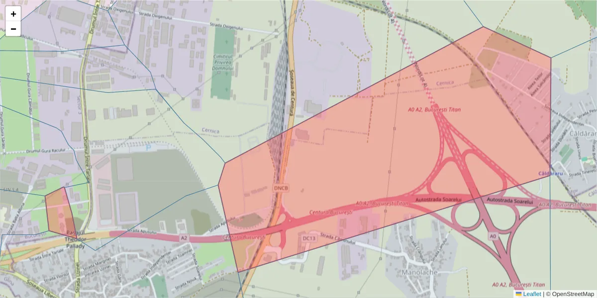 Hartă a codului poștal  și a codurilor poștale învecinate