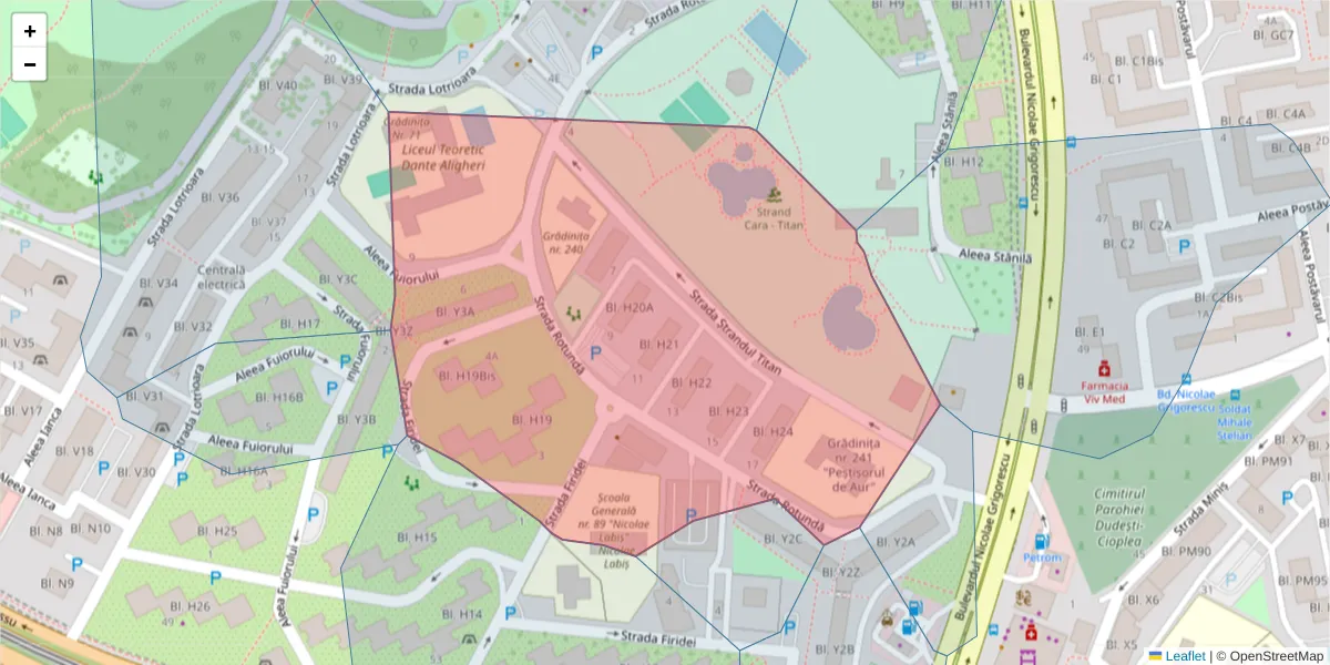 Hartă a codului poștal  și a codurilor poștale învecinate