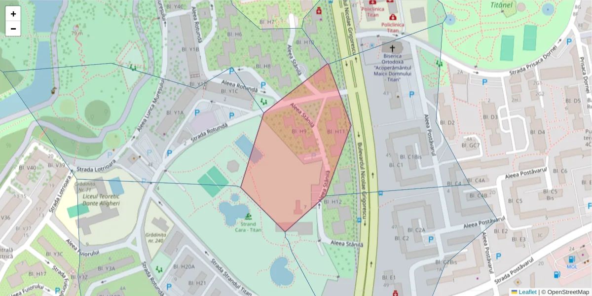 Hartă a codului poștal  și a codurilor poștale învecinate