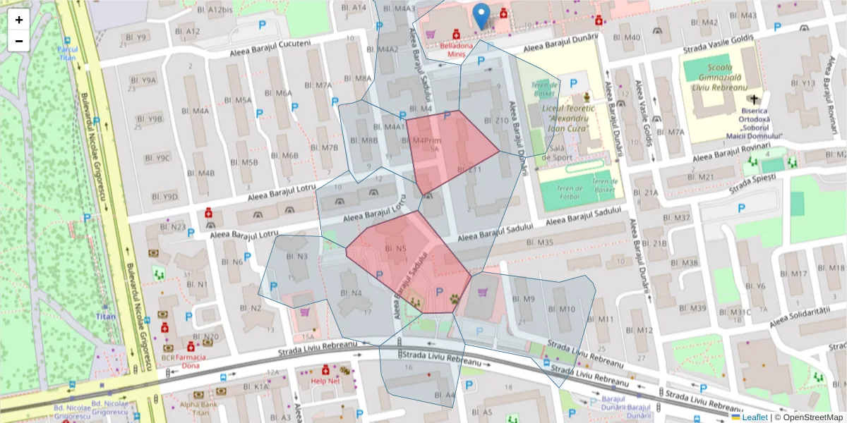 Hartă a codului poștal  și a codurilor poștale învecinate