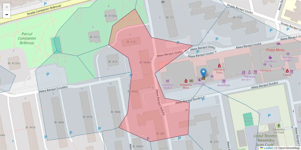 Hartă a codului poștal  și a codurilor poștale învecinate