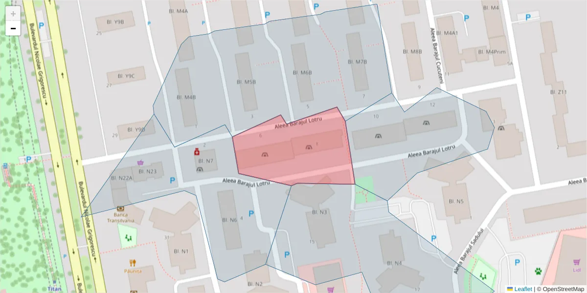 Hartă a codului poștal  și a codurilor poștale învecinate