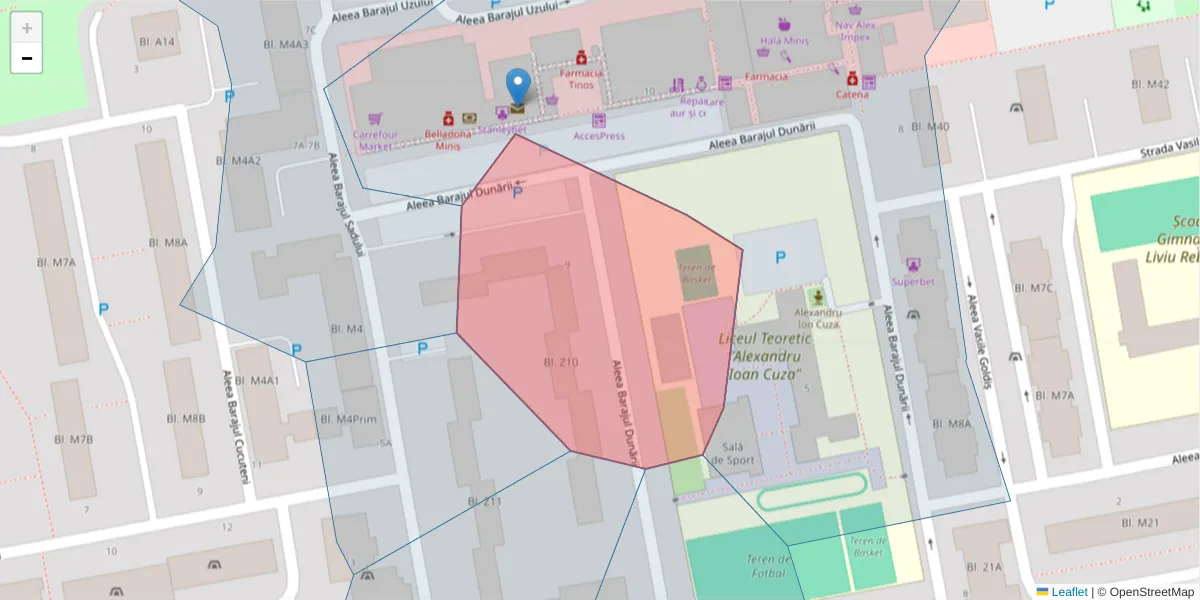 Hartă a codului poștal  și a codurilor poștale învecinate