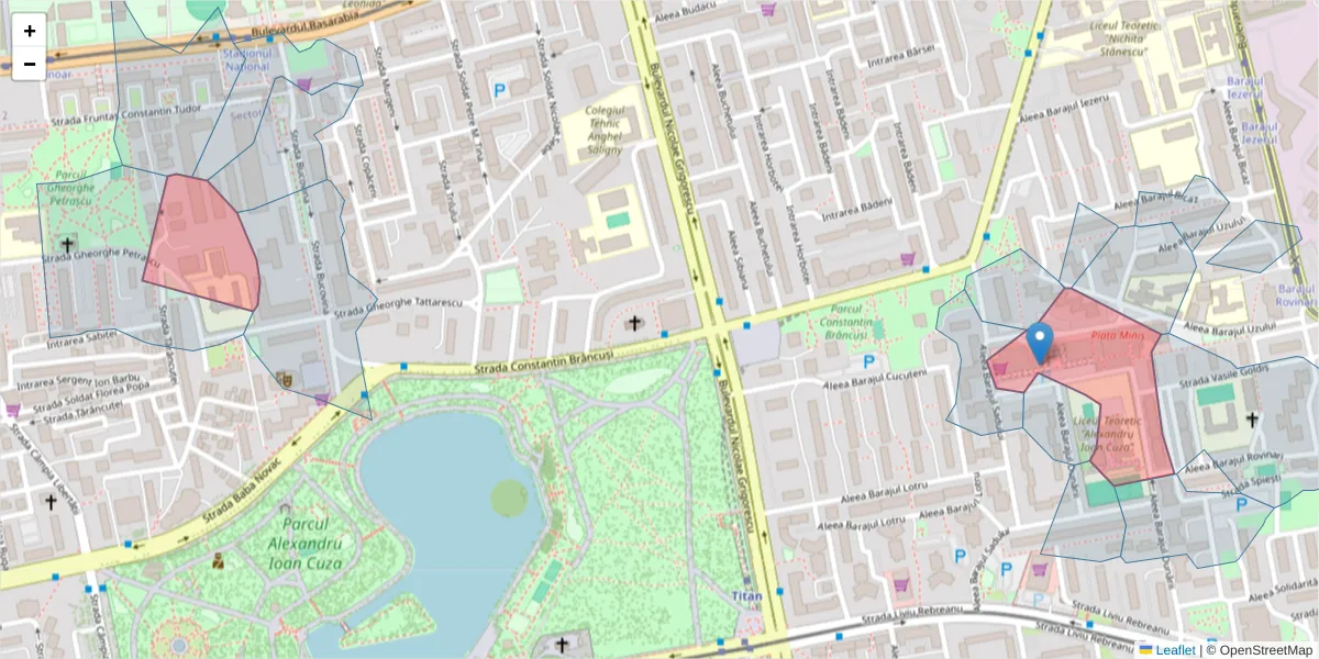 Hartă a codului poștal  și a codurilor poștale învecinate