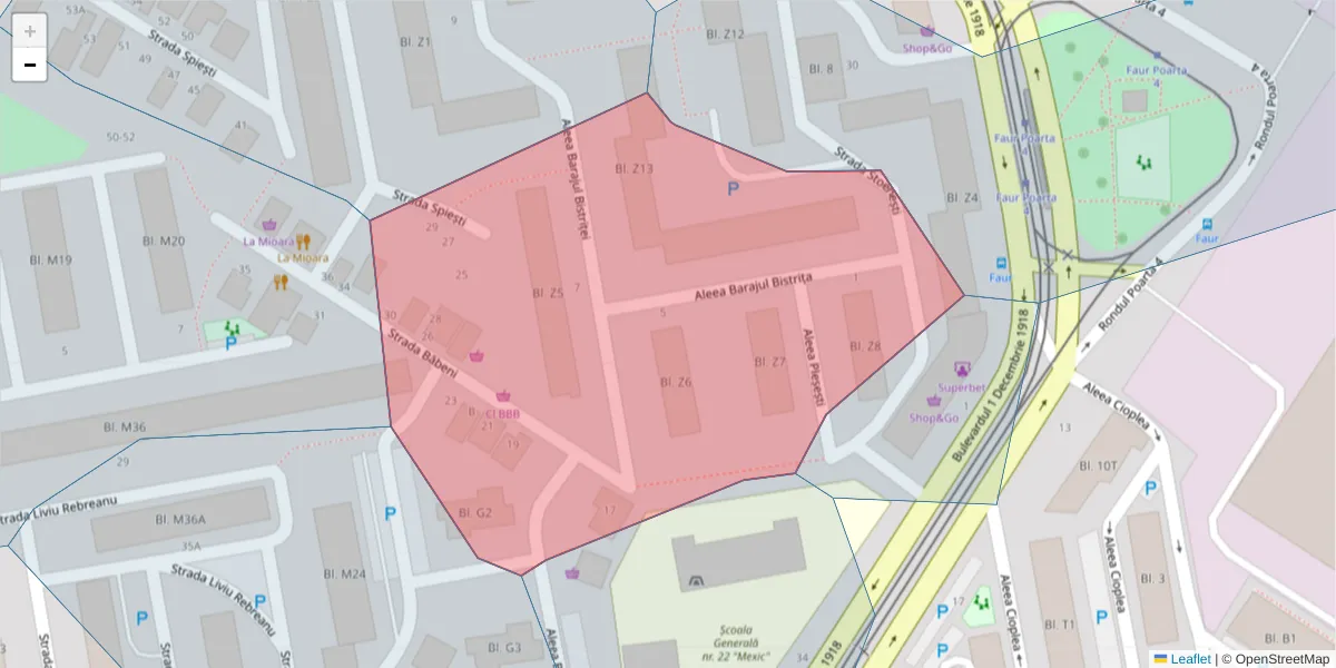 Hartă a codului poștal  și a codurilor poștale învecinate