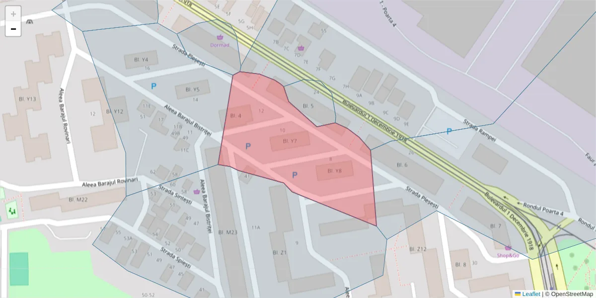 Hartă a codului poștal  și a codurilor poștale învecinate