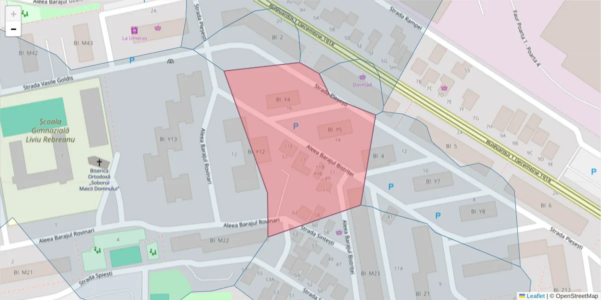 Hartă a codului poștal  și a codurilor poștale învecinate