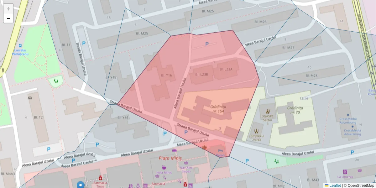 Hartă a codului poștal  și a codurilor poștale învecinate